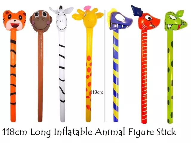 INFLATABLE DINOSAUR REUSABLE JUNGLE ANIMAL STICKS Kids Bday Party LARGE 118cm