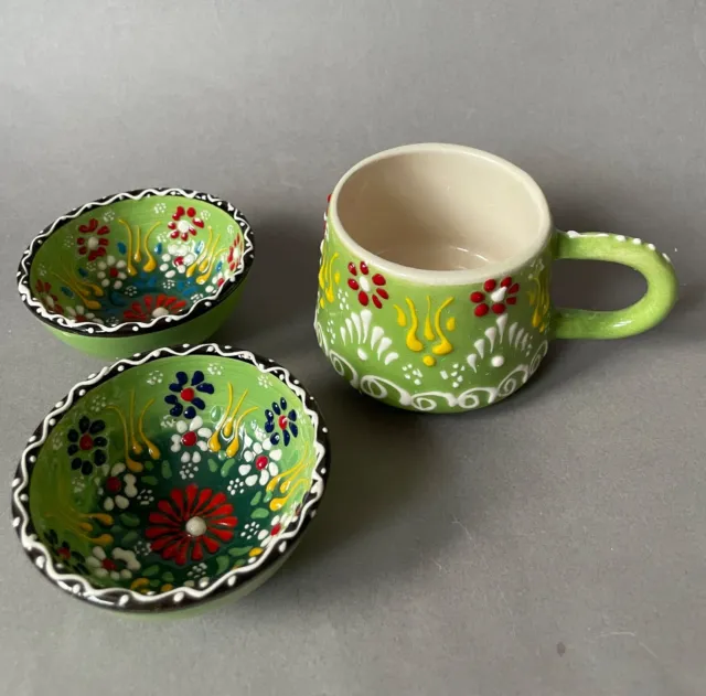 Pastel Harmony: Hand-Painted Ceramic Mug and Bowl Set, Perfect For Coffee Lovers