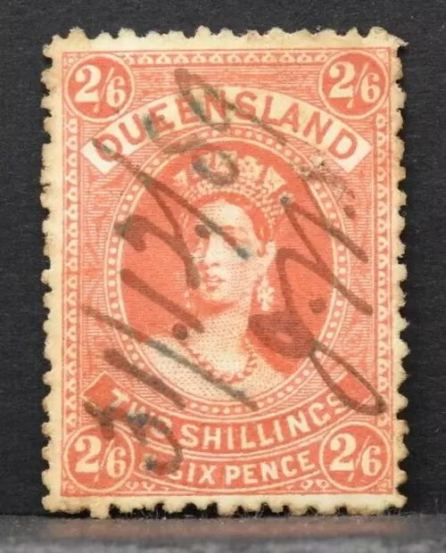 1882-86 :  Queensland Australia : 2/6d Vermilion : Large Chalon Head (0837)