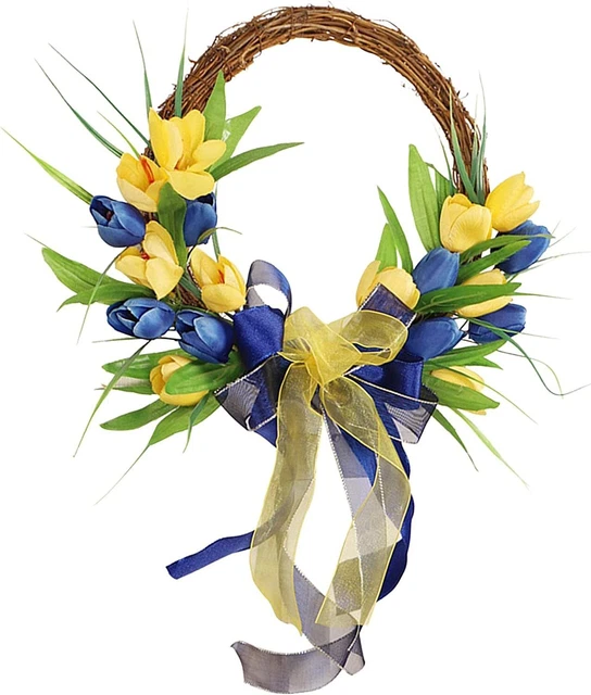 Ukraine Tulip Front Door Wreath| Spring/Summer Decor for Wall/Window 15.7"