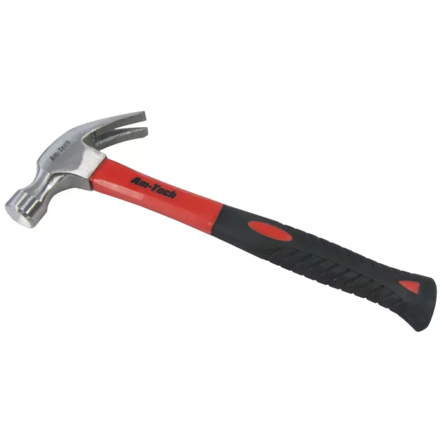 16oz FIBREGLASS CLAW HAMMER CURVED NAIL STEEL HEAD FIBRE GLASS SHAFT RUBBER GRIP