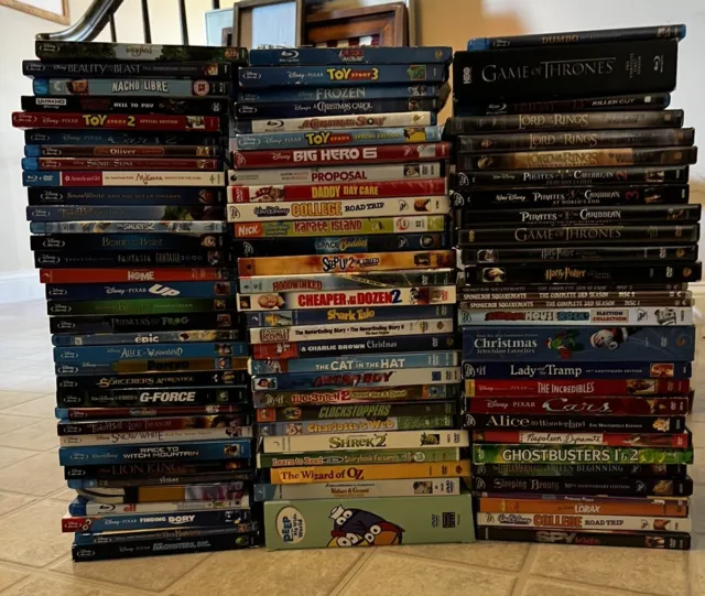 Huge Disney Pixar Dreamworks And More Blu-ray DVD Lot 91  Movies!