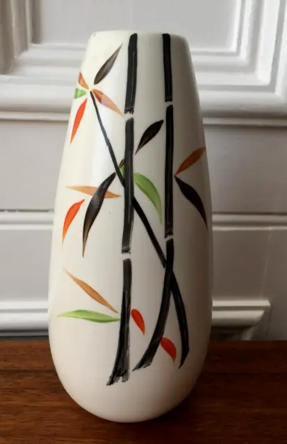 Vintage Hand Painted Bamboo Design Ceramic Vase 20cm Tall