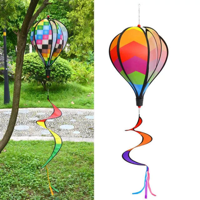 Rainbow Kinetic Hot Air Balloon Wind Spinner Hanging Rainbow Pinwheel Windsocks