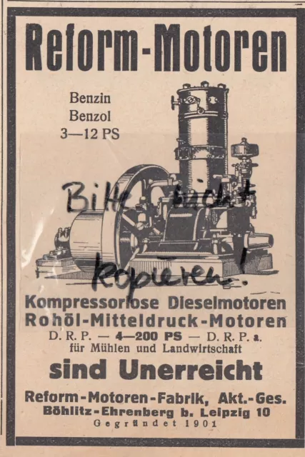 BÖHLITZ-EHRENBERG, Werbung 1927, Reform-Motoren-Fabrik AG Dieselmotoren