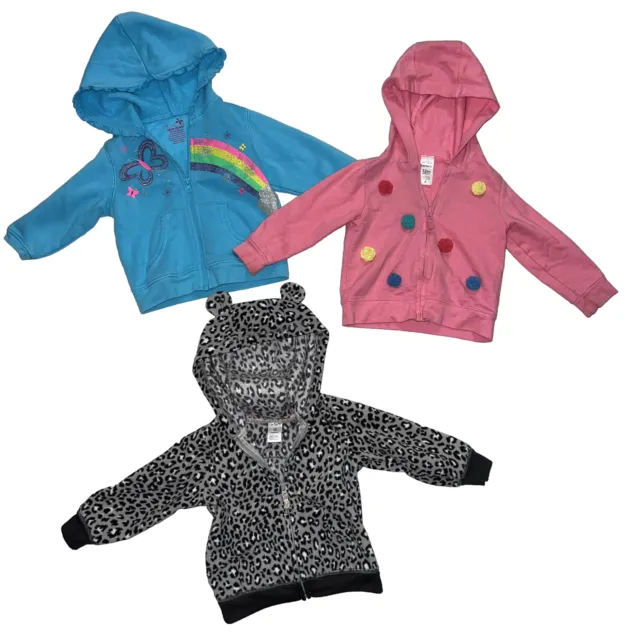 Baby Girl 3 Pc clothes lot 12 Months Carters Winter Hoodies Jackets Okie-Dokie