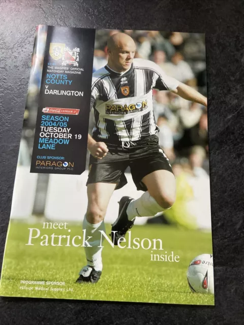 Notts County V Darlington Programme 19th October 2004