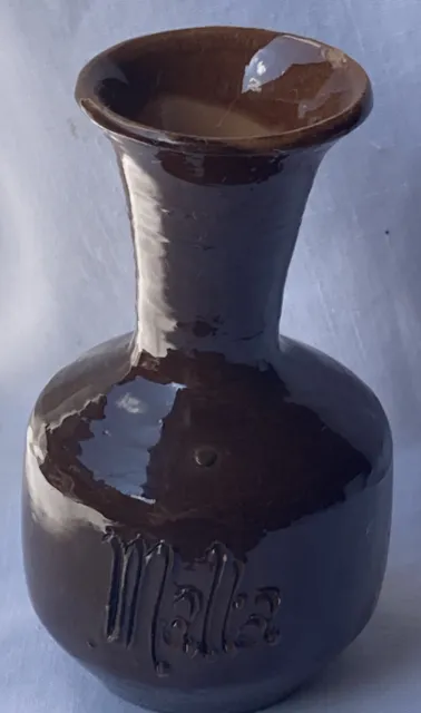Vintage Studio Pottery Maltese Small Brown Glazed Bud Vase