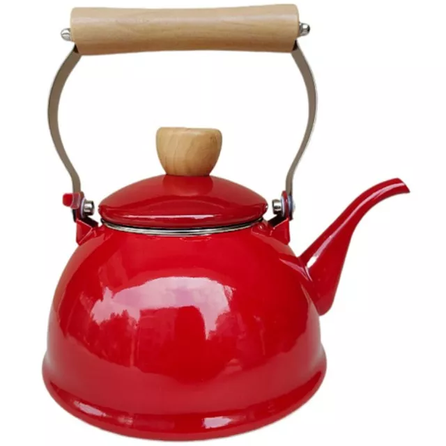Porcelain Enamel Tea Kettle with Whistle & Handle for Stovetop