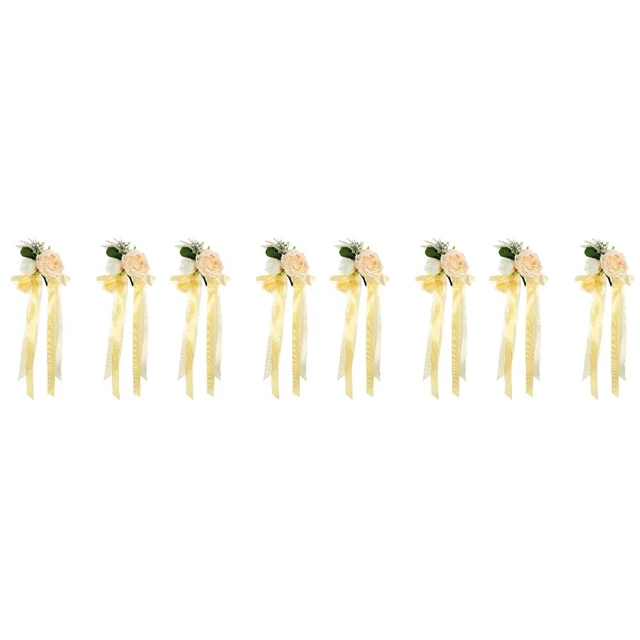 8 PCs Coche de boda - Diseño - Simulación Espejo retrovisor Decoraciones florales