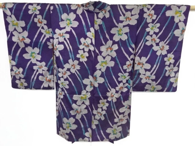86149# Japanese Kimono / Antique Haori / Meisen / Woven Flower