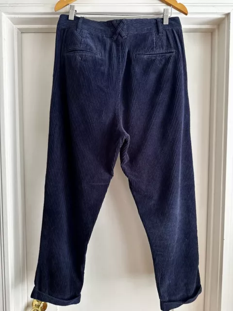 $145 Alex Mill Men's Single Pleated Navy Blue Wide Wale Corduroy Pants 31 x 27 3