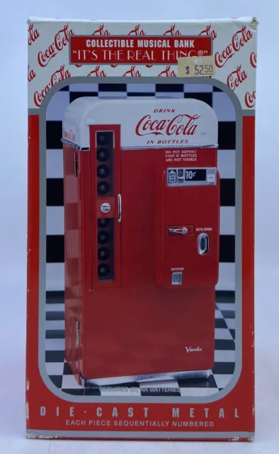 Vintage 1994 Enesco Coca-Cola Vending Machine Diecast Musical Bank Complete
