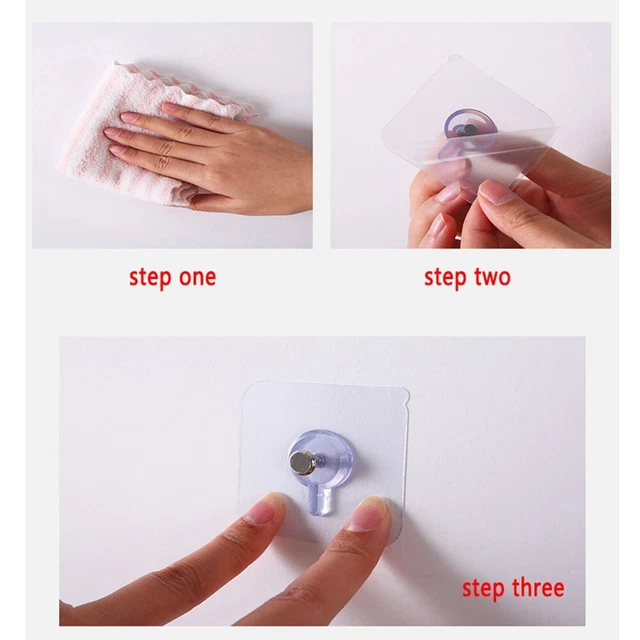 10x Punch-Free Self Adhesive Screw Sticker Wall Hanging Hook Nail Holder Acrylic