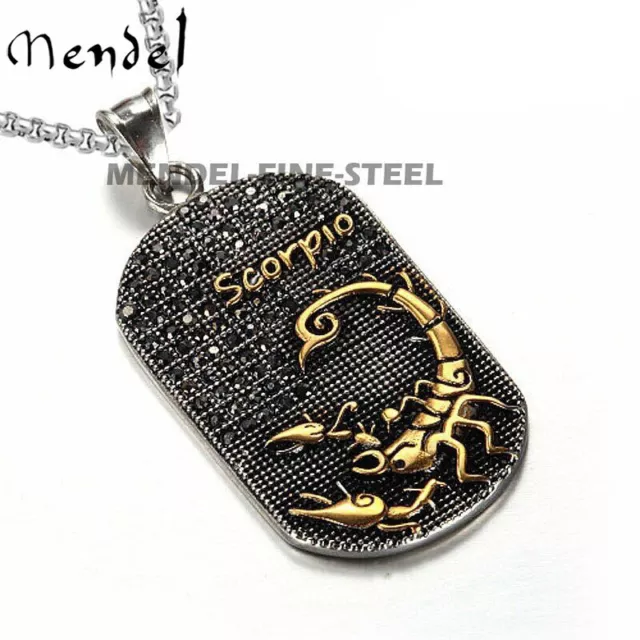 MENDEL Mens Stainless Steel Gold Plated Scorpion Scorpio Zodiac Pendant Necklace