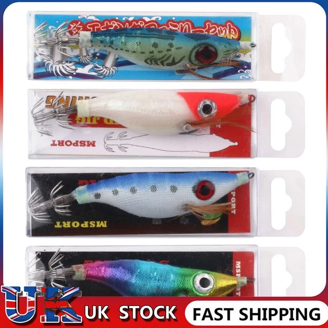 9g Luminous Squid Jigs Artificial Wood Shrimps Cuttlefish for Sea Fishing Hooks