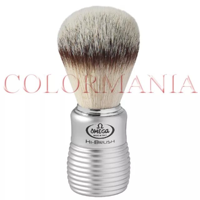 Omega Pennello Da Barba Professionale In Fibra Sintetica Hi Brush Satinato