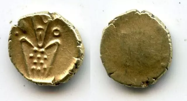 Uncertain gold Kali fanam minted by the British EIC company or the Dutch VOC com