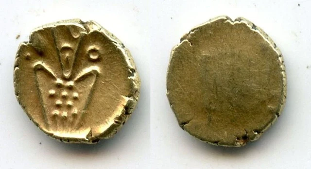 Uncertain gold Kali fanam minted by the British EIC company or the Dutch VOC com