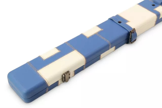 Baize Master 1 Piece Luxury BLUE AND WHITE PATCH Snooker Pool Cue Case - 2 Cues 3