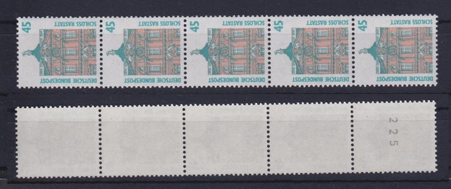 Bund 1468 u RM 5er Streifen ungerade Nummer SWK 45 Pf ** gelbe Gummierung