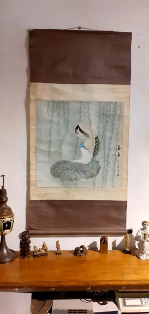 Japanese/Chinese Painting, Ink on Paper Beautiful half-naked woman