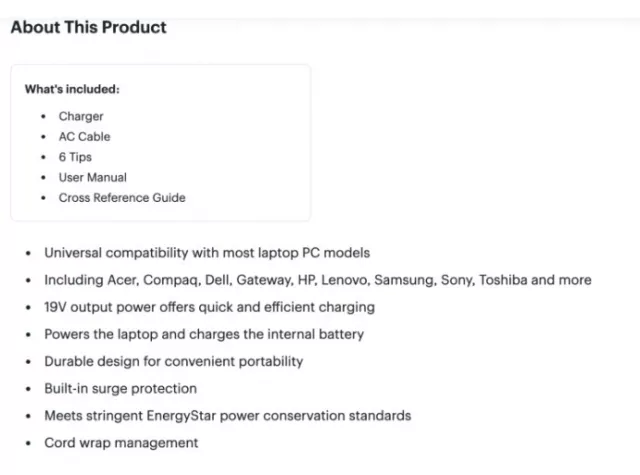 Insignia Universal 90W Laptop Charger for Acer, Asus, Lenovo, Toshiba, Dell, HP 3