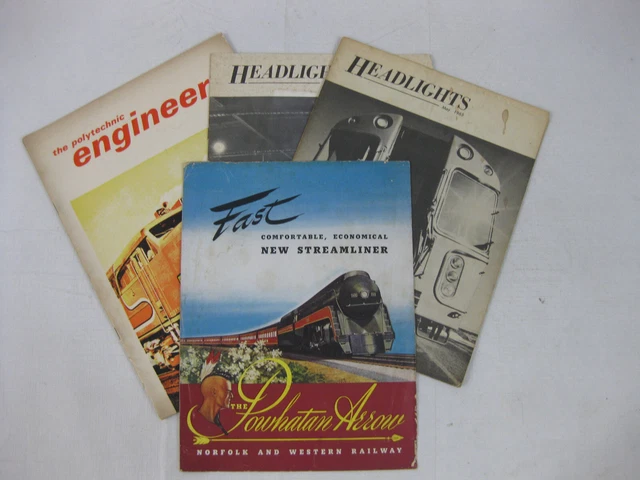 Vintage Train / Railroad Memorabilia 4 PB lot The Powhatan Arrow, Headlights..