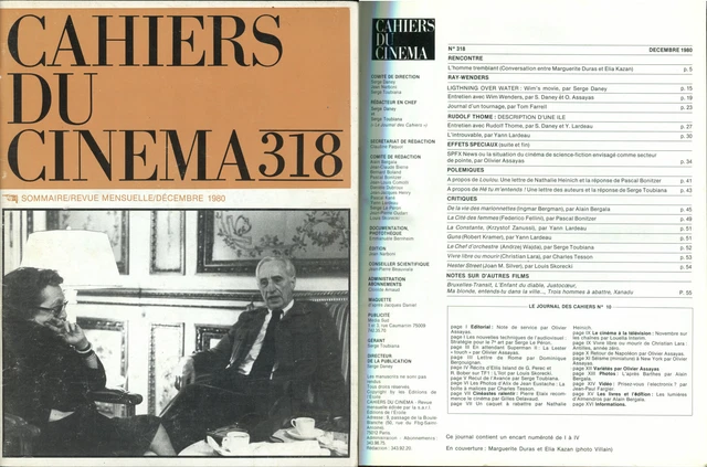 CAHIERS DU CINÉMA N°318 - Marguerite Duras/Elia Kazan/Wenders