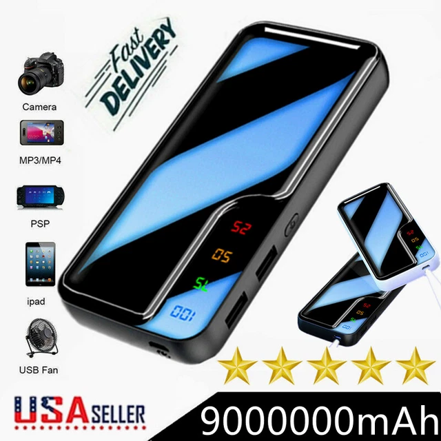 9000000mAh 2 USB Backup External Battery Power Bank Pack Charger for Cell Phone