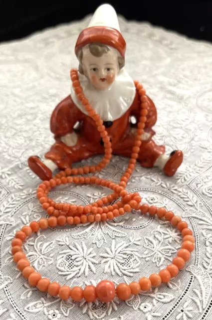 ANTIQUE VICTORIAN GRADUATED Genuine Natural Salmon Coral Bead Necklace ...