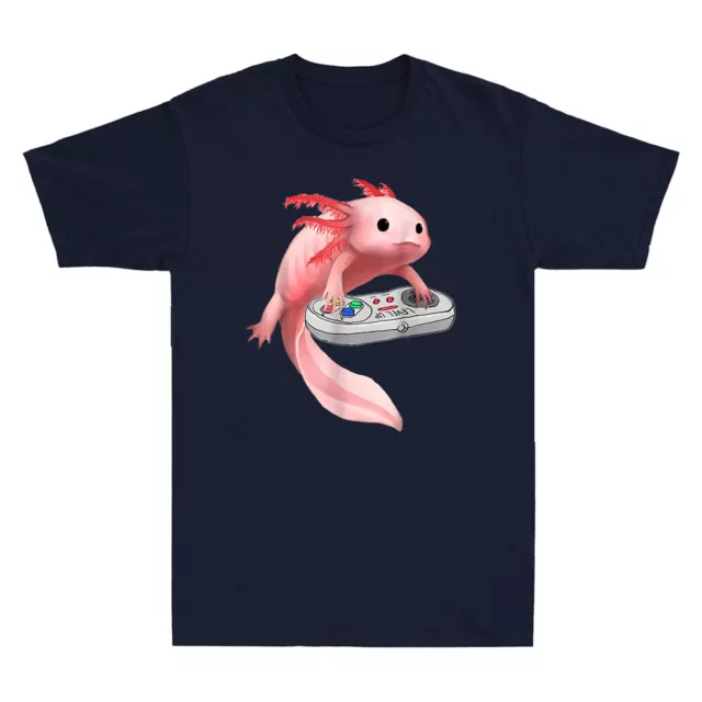 Axolotl Fish Playing Video Game White-Axolotl Lizard Gamers Funny Men's T-Shirt