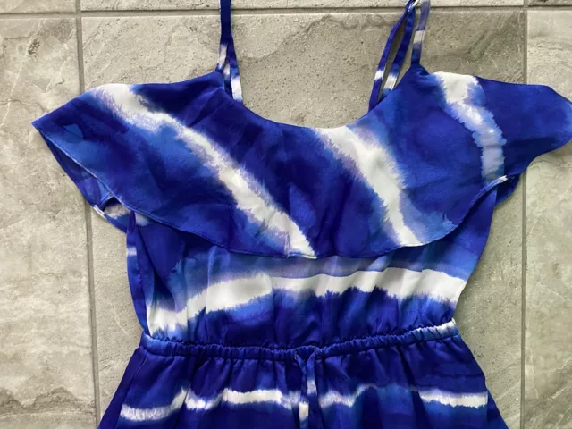 Express Tie Dye High Low Cold Shoulder Tiered Maxi Dress Women's Size S 2