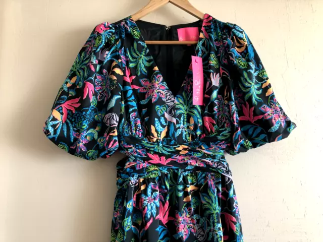 NWT Lilly Pulitzer Sz 0 Maxi Dress Floral Print Cutouts Onyx Paradise Glow $298 3