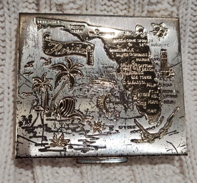 Vintage Metal Florida Map Pocket Change Wallet