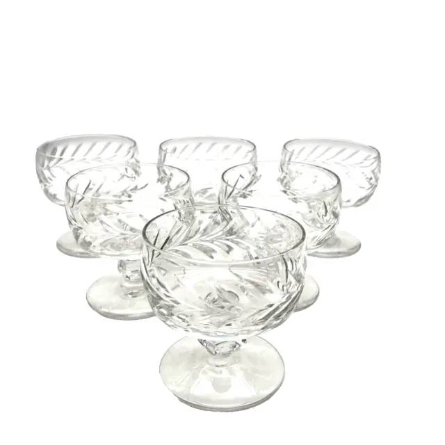 6  Discontinued Wreath by-Rock Sharpe Crystal Low Sherbet/Dessert Dish/Cocktail