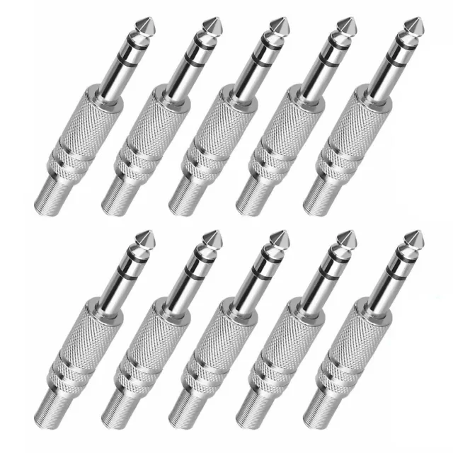 10Pack/lot 1/4" 6.35mm Male Mono Plug Stereo Audio Cable Jack Connector Adapter