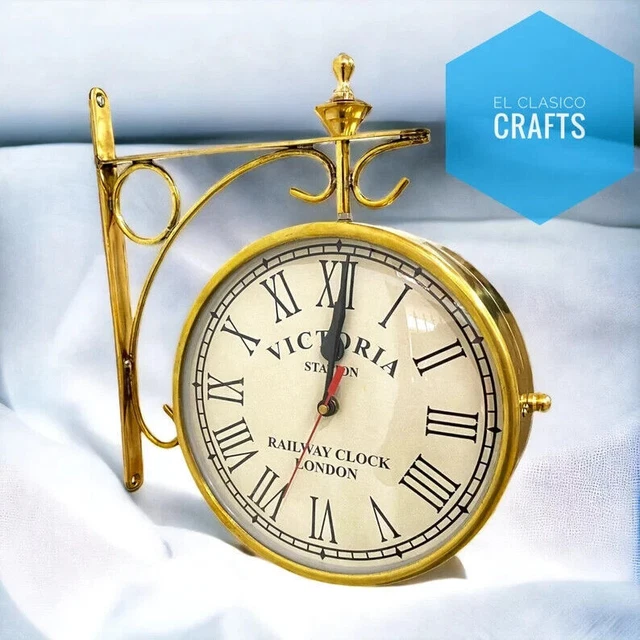 Horloge Murale Double Face Dulton Rétro Aimant Noir - 18.7x44.2 Cm - Neuf Avec Boîte