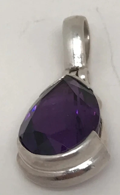 Sterling Silver Amethyst Pendant Tear Drop Pear Cut