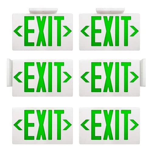 AKT LIGHTING GREEN LED Exit Sign Light with Battery Backu Double Face Hardwir...