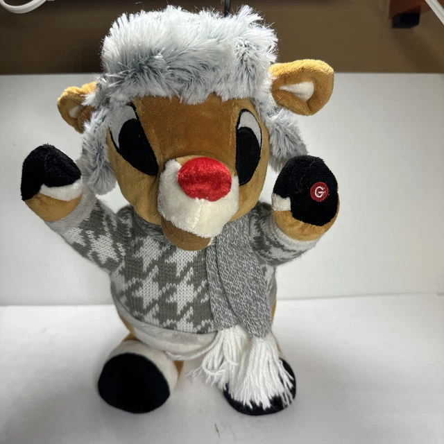 Stuffed Rudolph GEMMY RUDOLPH PLUSH Red Nosed Reindeer Christmas Animated Singing SEE ...