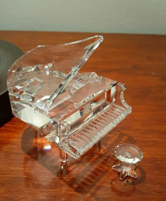 Vintage 1993 Swarovski Crystal Grand Piano with Stool Signed