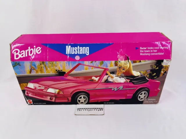 RARE!Vintage Barbie 1993 Ford Mustang Toy Convertible Pink Car Mattel #65032-93