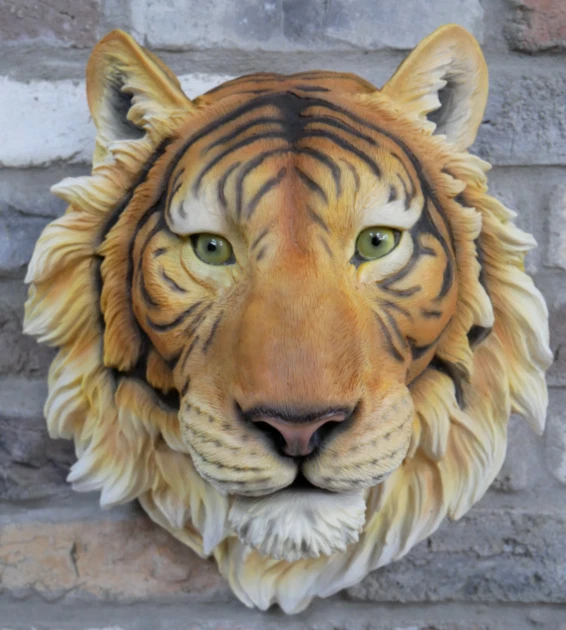Tigerkopf 36cm hoch Harz Wandbefestigungsfigur