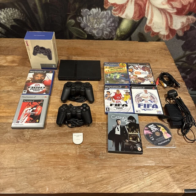 PLAYSTATION 2 (PS2) Slim Black Console With Controllers, Game Bundle ...