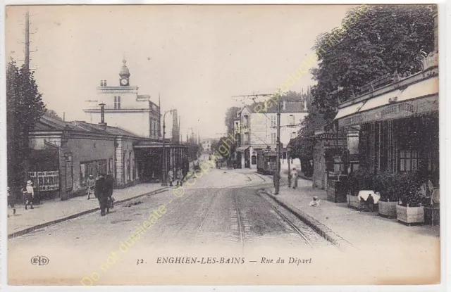 CPA 95880 Enghien The Bath Rue Du Departure With Station & Tramway Edit Eld