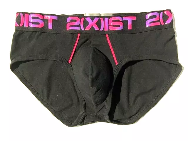 New 2(x)ist Electric Mens Blk Cotton Pink Pouch Brief Underwear sz L 2xist #15