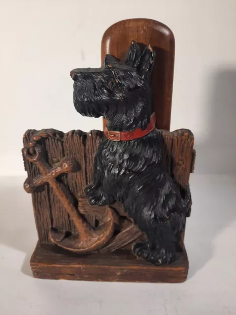 Vintage Black Scottie Scotty Scottish Terrier Dog Shoe Brush Holder with Brush