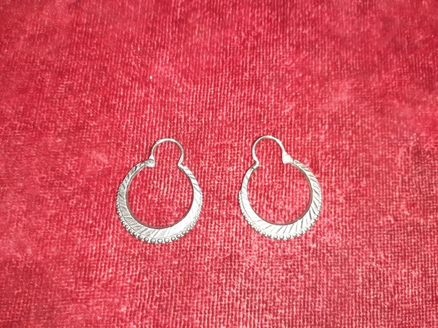 Boucles D'oreilles Antiques Argent Avec Fermeture En Or Et Marcasites - Espagne XIXe Siècle, Occasion