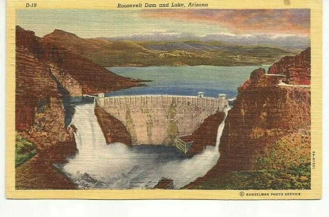 Arizona Roosevelt Dam and Lake Postcard D20